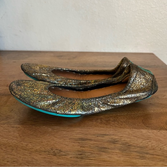 TIEKS by Gavrieli Size 8 Lovestruck Metallic  Leather Ballet Flats Size 7 - Picture 5 of 11